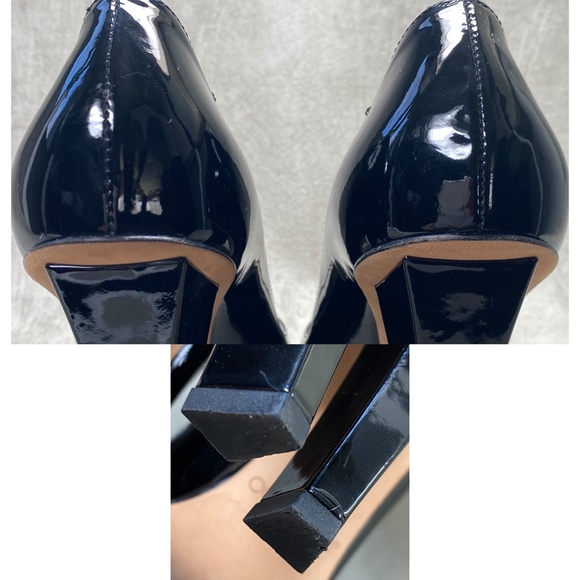 SOLD $$$ JIMMY CHOO Italy Black Patent Leather Block Heel Peep Toe Pump EU 38.5 - Picture 8 of 10
